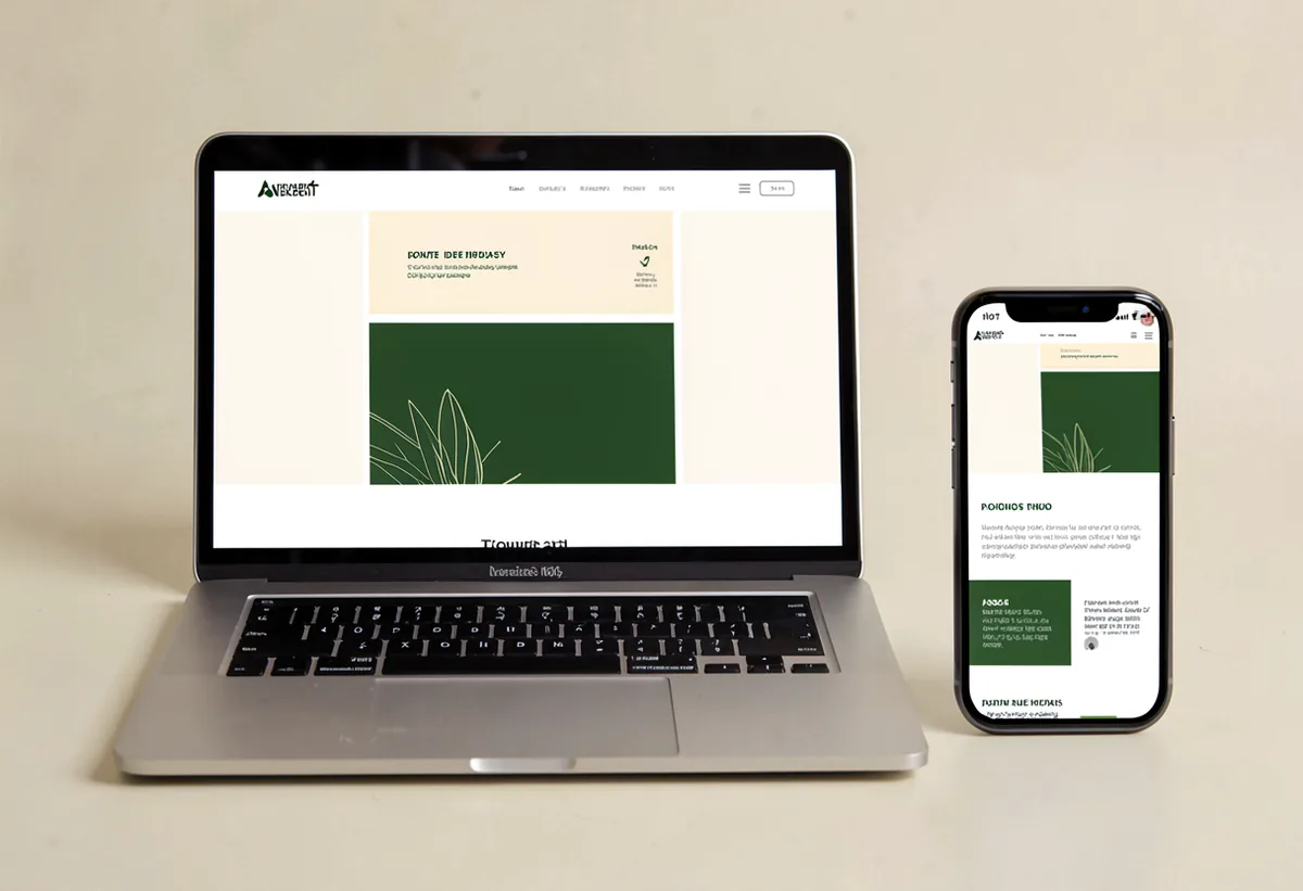 A responsive website shown on a laptop and a phone side by side
