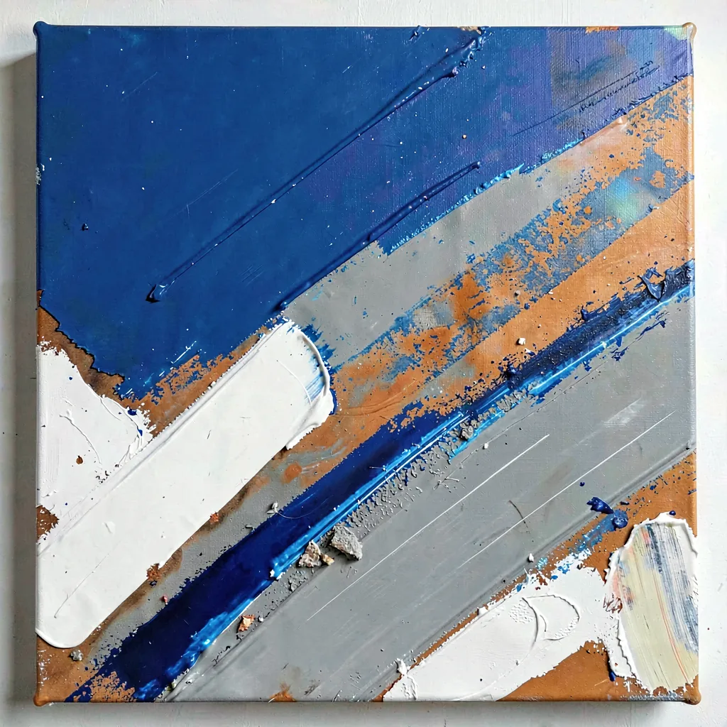 Layered greys broken by a cobalt streak