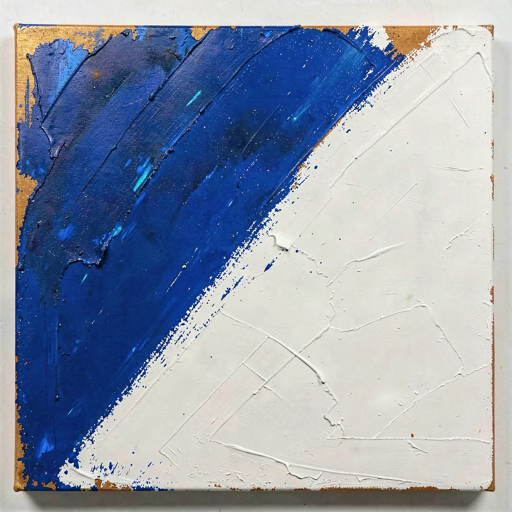 Dense impasto corner against open white