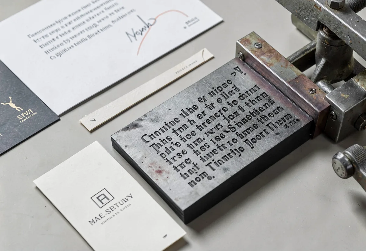 A close detail of letterpress type locked in a chase