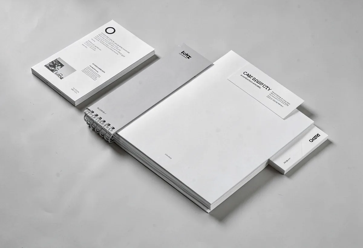 A stack of printed catalogues with exposed stitching