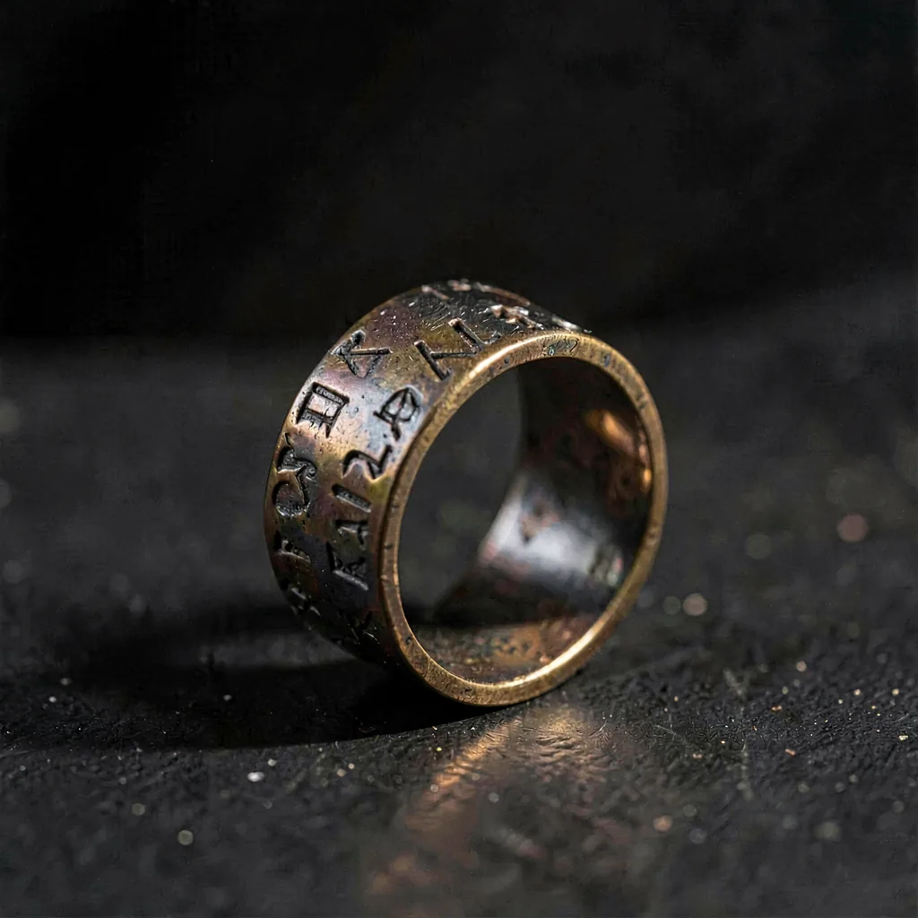 Wide band ring with a hand-stamped texture