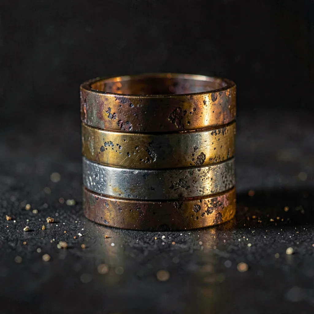 Set of three stacking rings in mixed metals