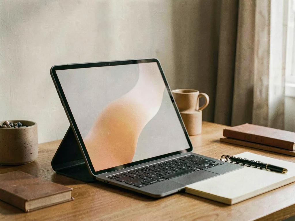 Product dashboard project with warm desk materials