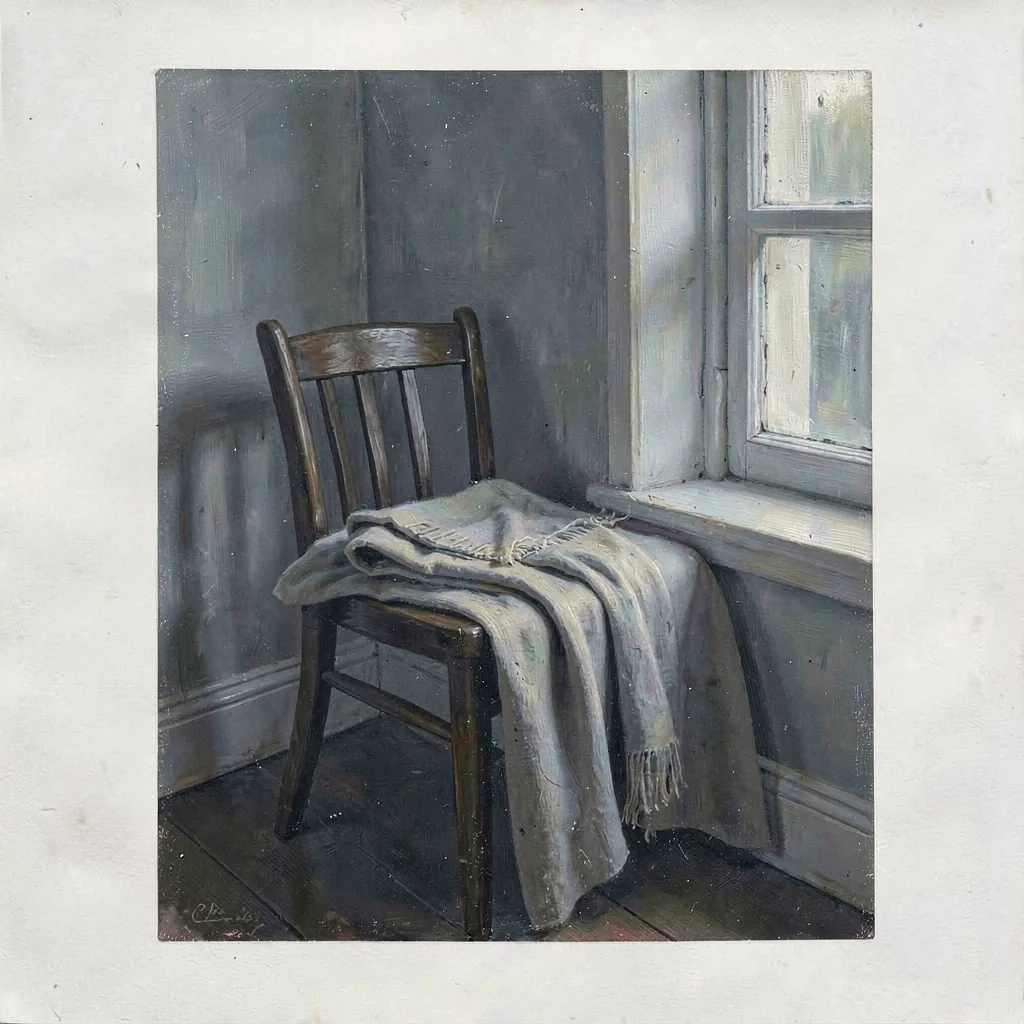 Folded cloth on a chair by a window