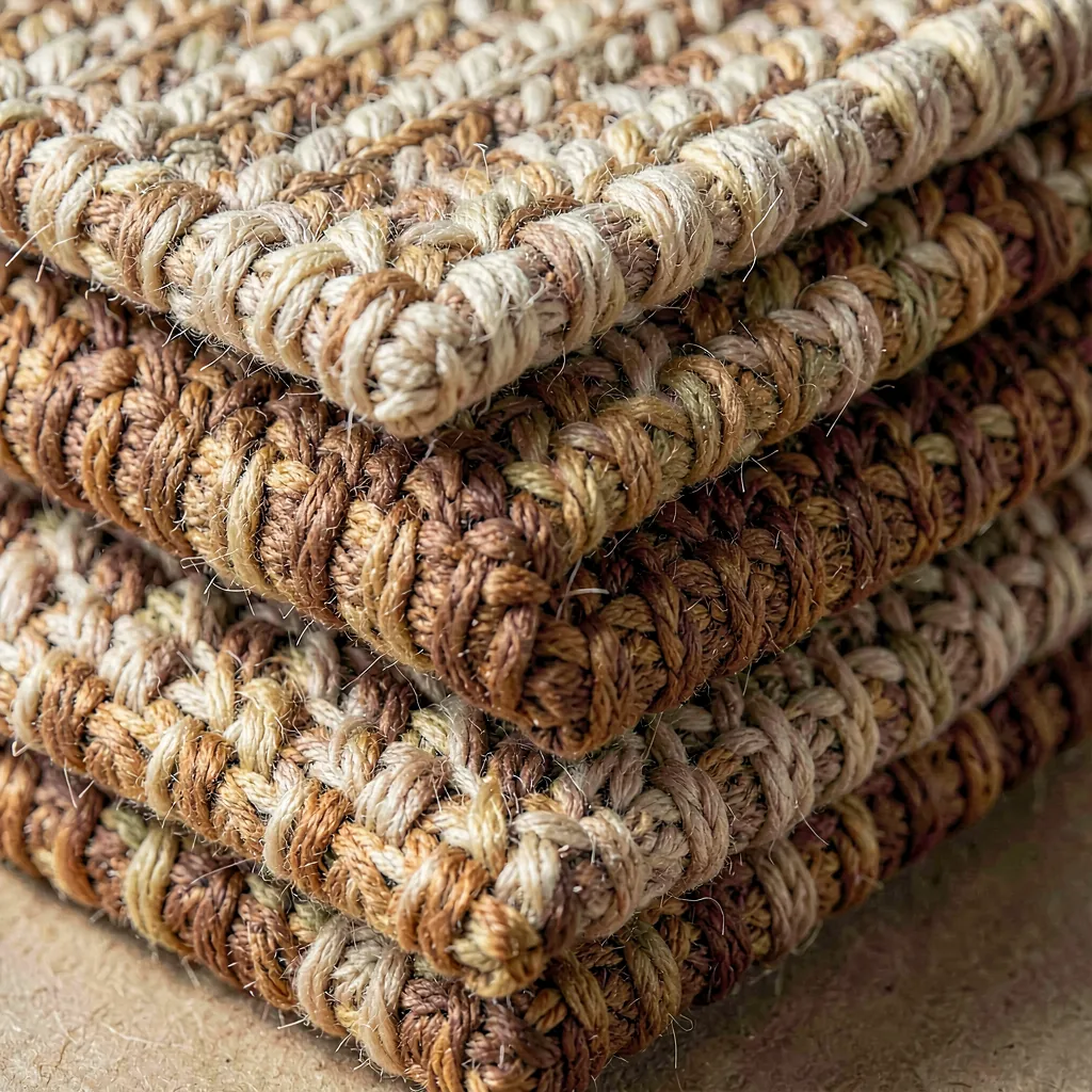 Stack of woven samples in earth tones