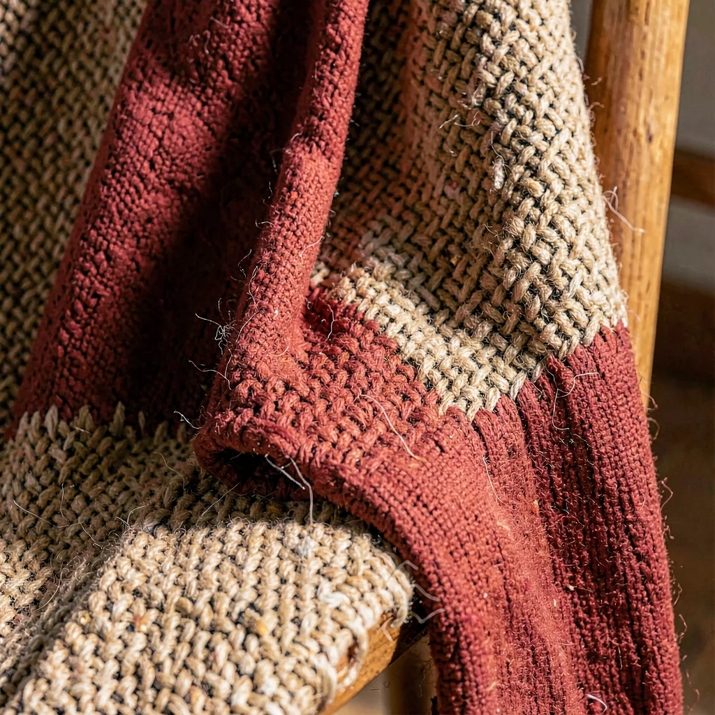 Madder-red scarf draped over a chair back