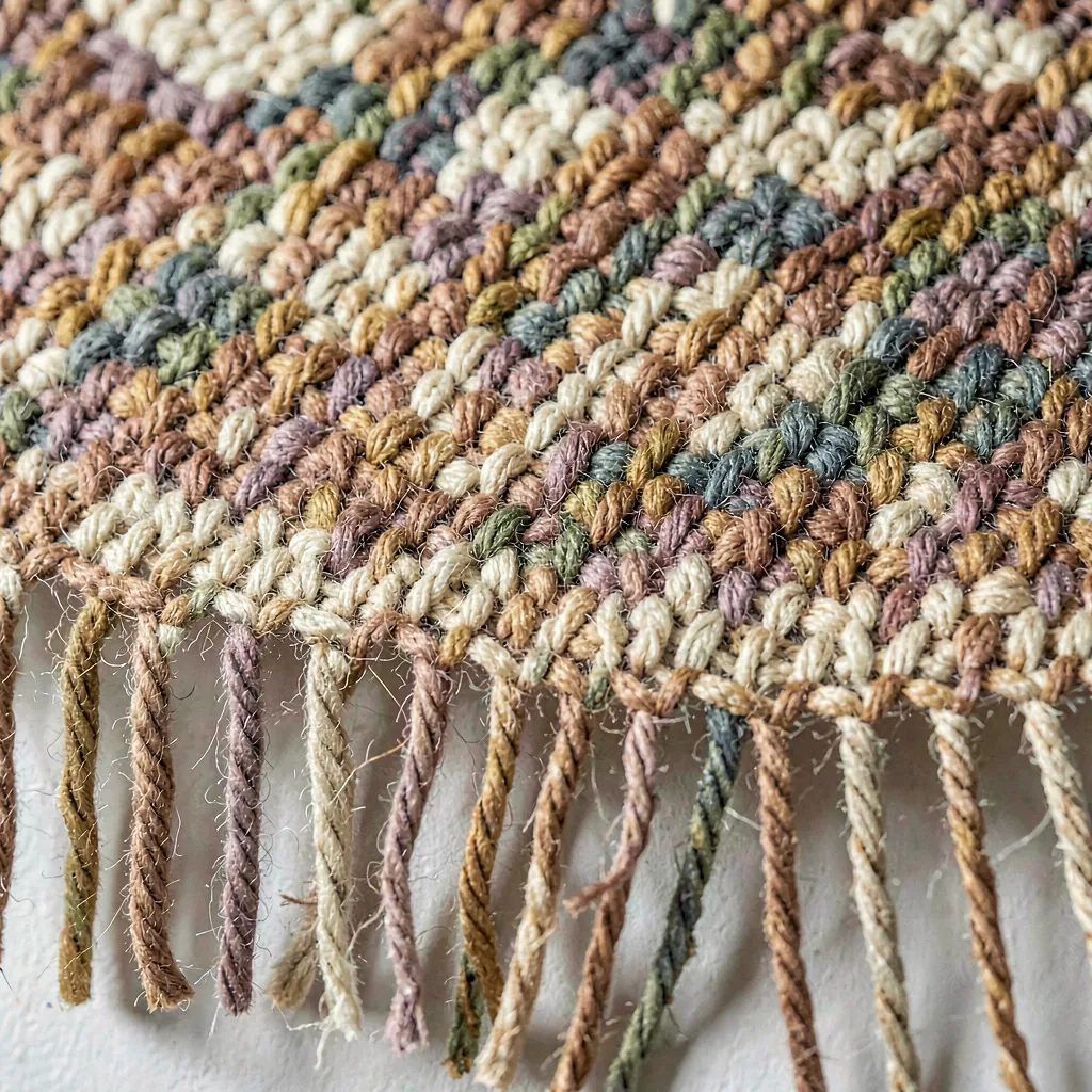 Wall hanging with open-weave fringe