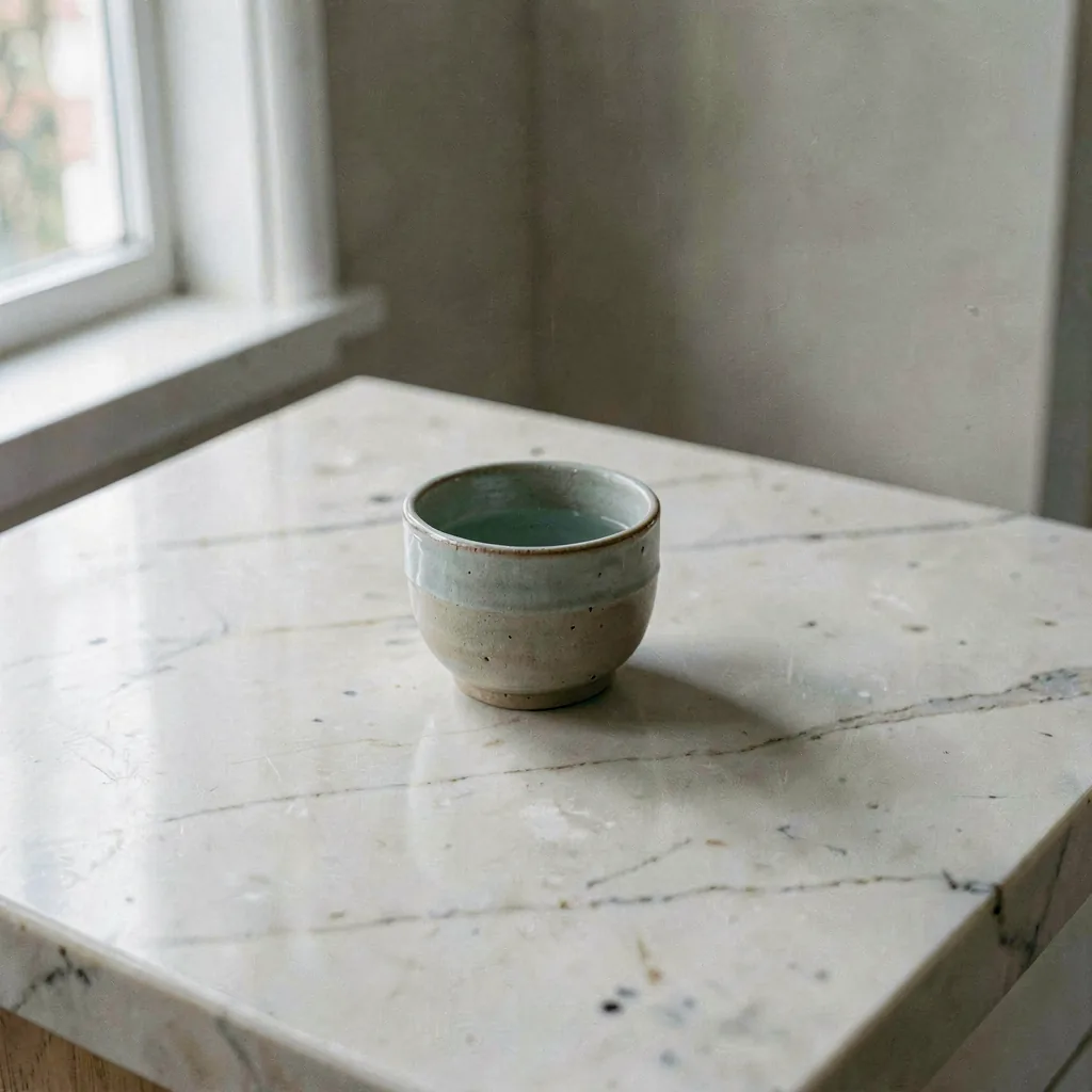 A pool of water on a marble counter