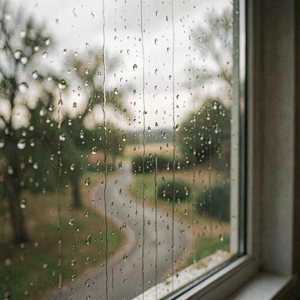 Rain on a window, soft focus