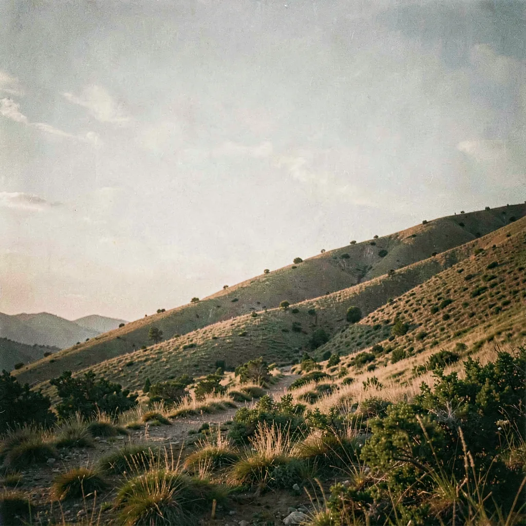 Last light on a distant hillside