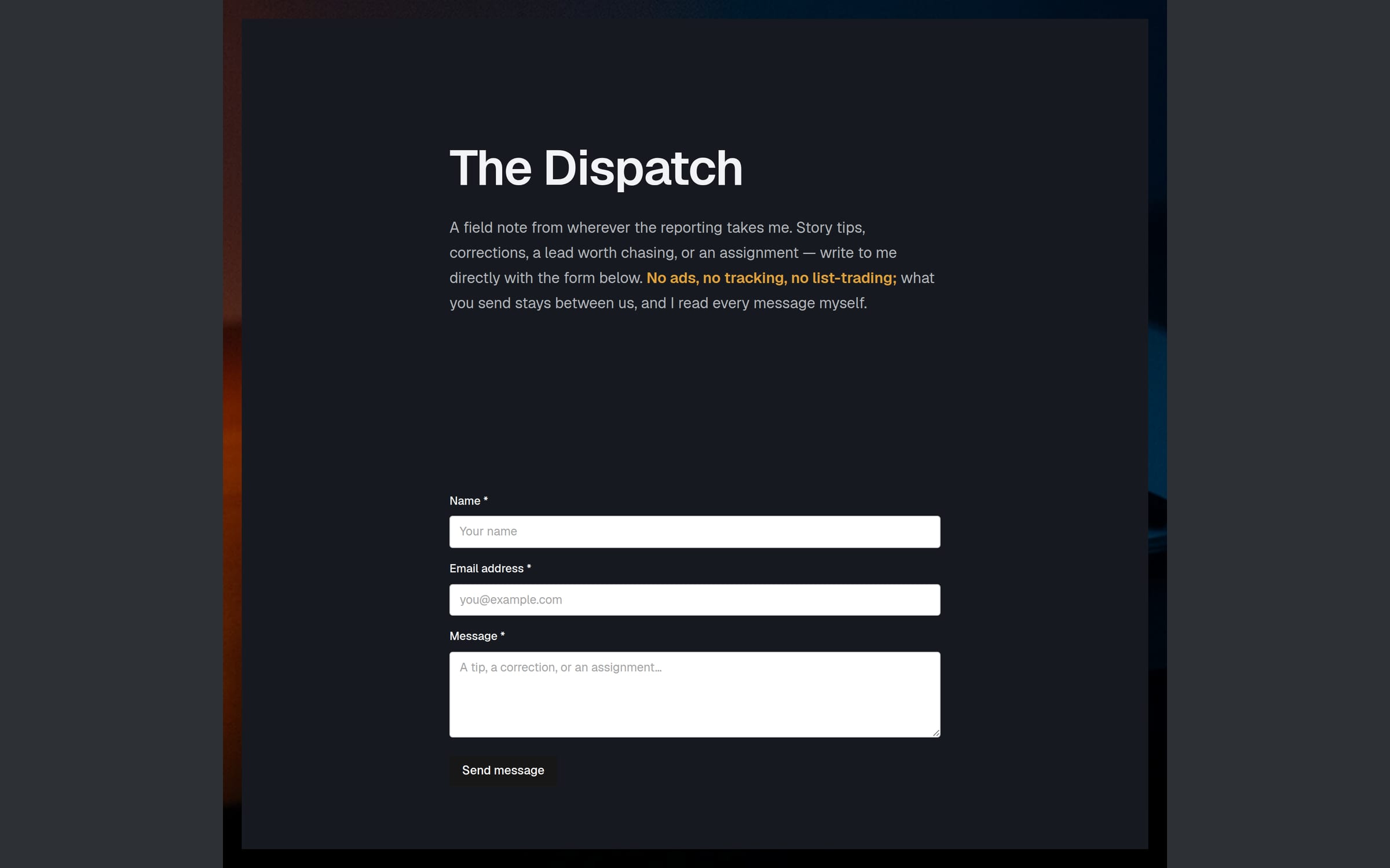 Dispatch template preview