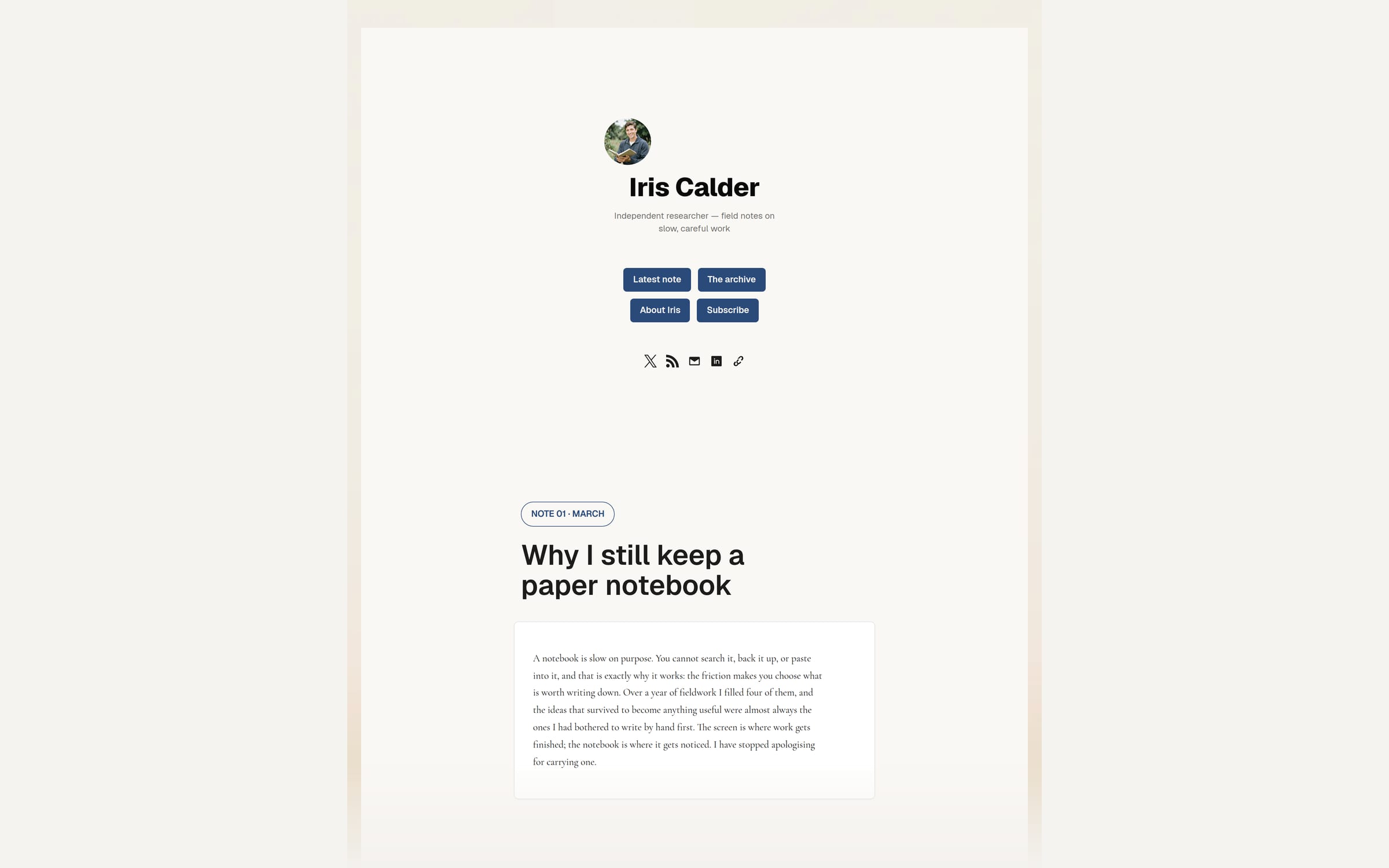 Fieldnote template preview