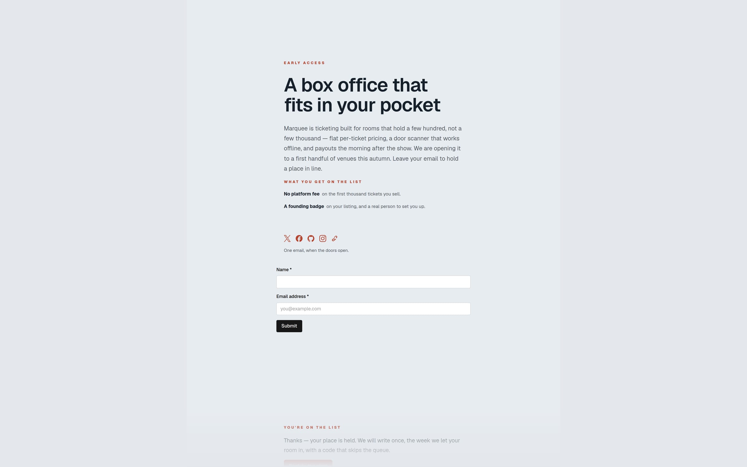 Marquee template preview