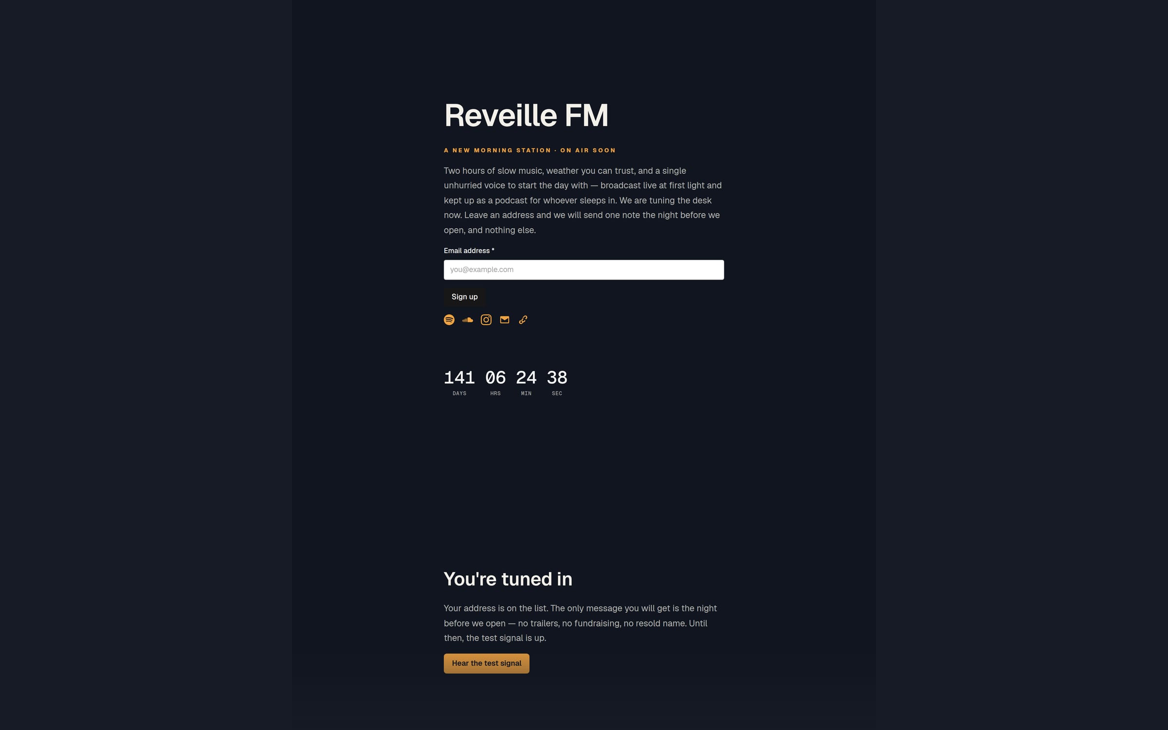 Reveille template preview