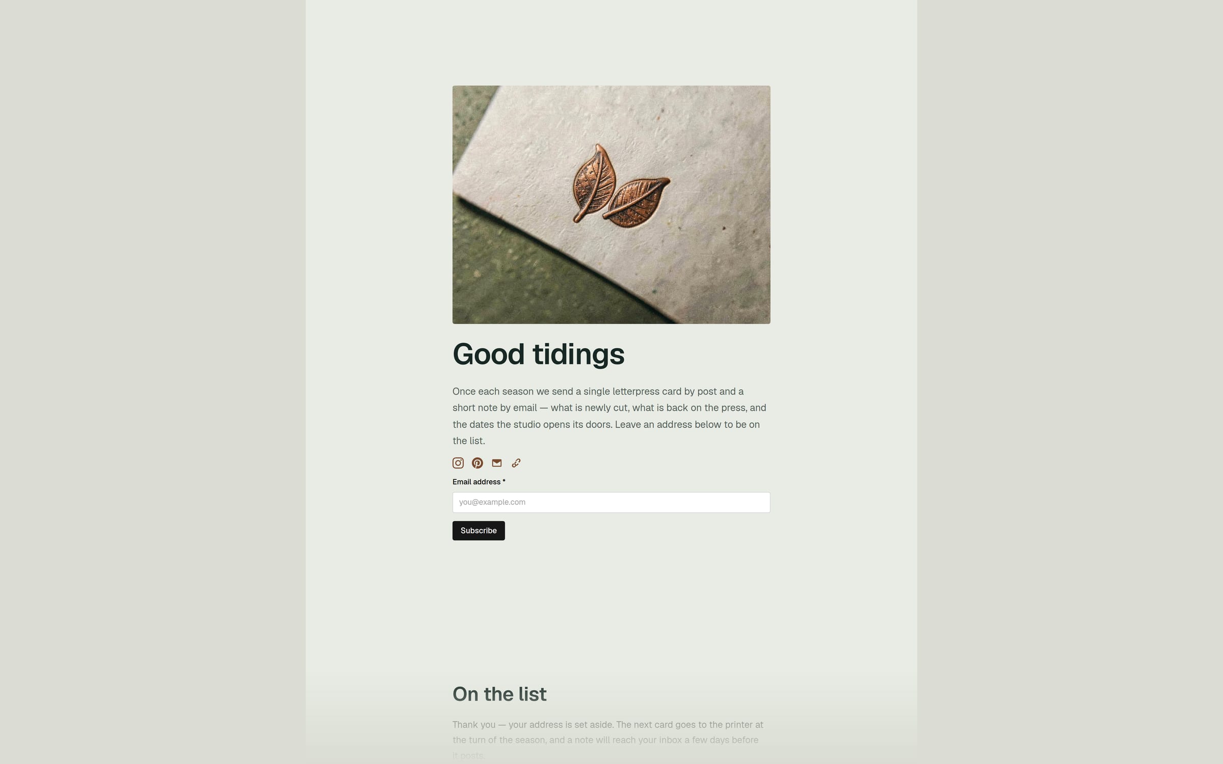 Tidings template preview