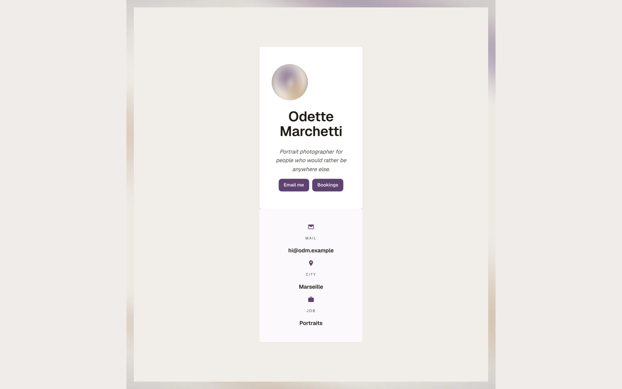 Vignette template preview